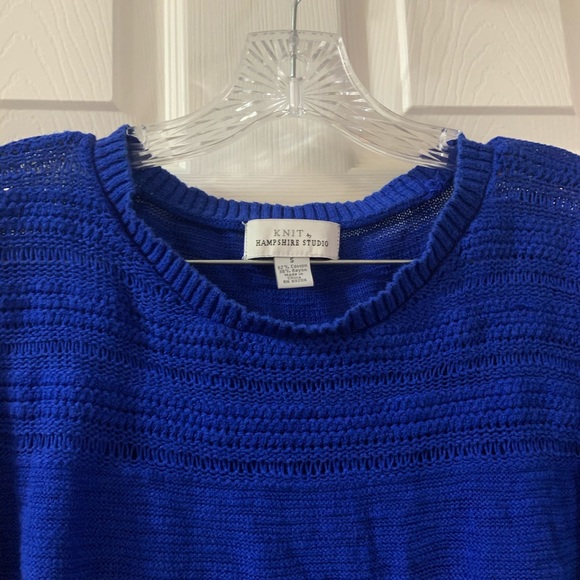 Knit by Hampshire Studio Blue Knit Sweater Top Small - Picture 3 of 7